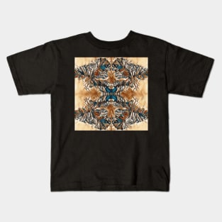 Brown & Blue Digitally Enhanced Dutch Pour Fluid Art Kids T-Shirt